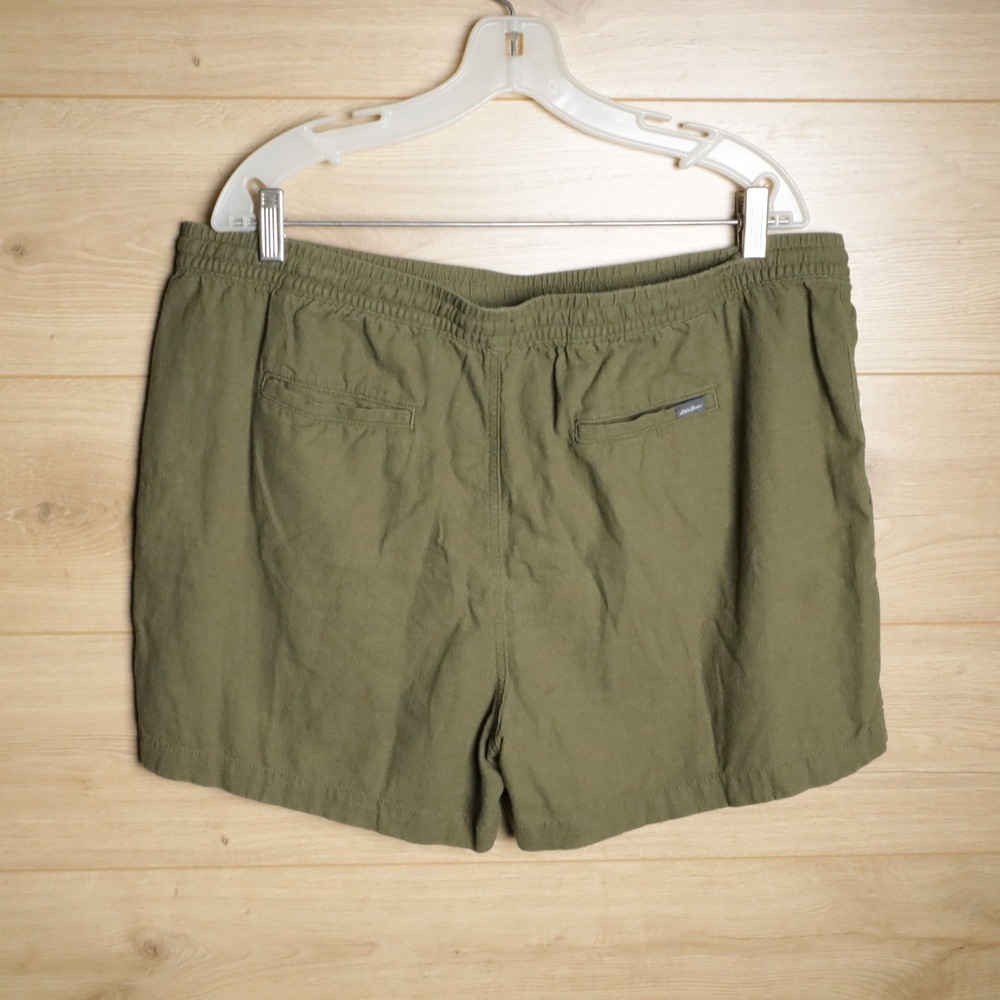 Eddie Bauer Men's Khaki Cargo‎ Shorts Elastic Waist Drawstring Size XL